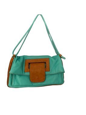 Vintage Italian 3-in-1 Convertible Leather bag Turquoise & Cognac MODA in ITALIA